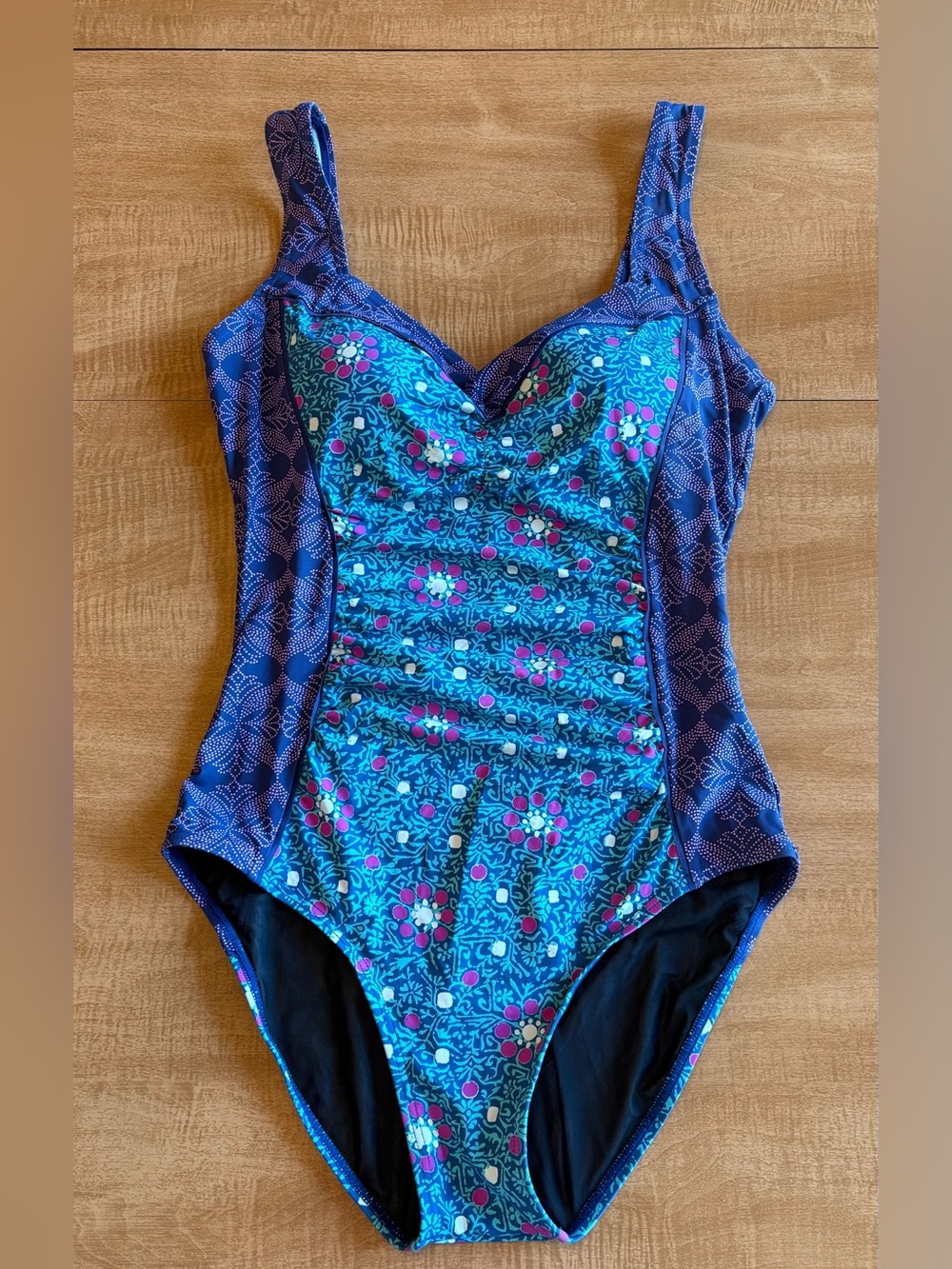 Sundance Blue Floral One-Piece Swimwear with Pink and Cream Accents